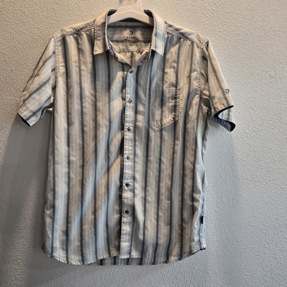Kuhl Other - Kuhl Blue and Gray Striped Button-Down Shortsleeve Size Lg‎ Outdoor